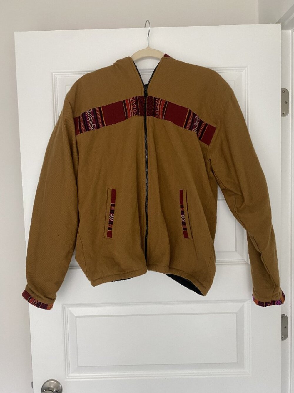 Handmade Patagonia Wool Hooded Fleece Lined Woven Jacket Large Fits Medium